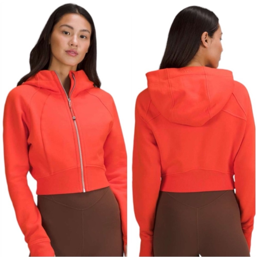 NWOT Lululemon Scuba Full Zip Cropped Solar Orange Hoodie Jacket Size 10